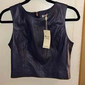 brand new My tribe knitwear leather crop top.